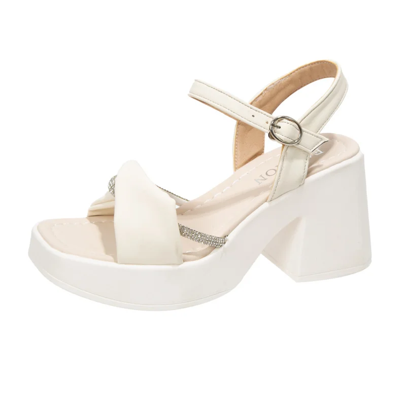 Uveng Uveng Women Summer 2023 Fashion Casual Platform Bottom With Skirt High Heel Thick Heel Shoes A Word With Beach Shoes Women