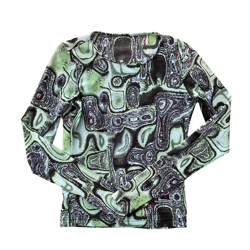 2021 Fairy Grunge Shirt Basic Mesh Print Top Women E Girl Gothic Punk Style T-shirts Tees Clothes Street Tops Womens Clothing