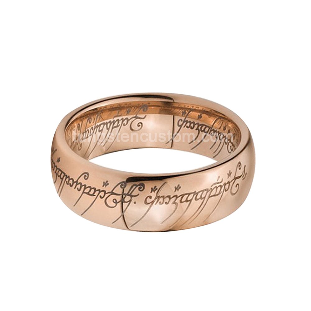 Custom Engraving Men Women 8mm Rose Gold Lord Ring Tungsten Wedding Band Rings Magic 4mm 6mm 8mm Tungsten carbide Ring Comfort Fit Wedding Bands Carbon Fiber Custom for Men Women Couples Tungsten Ring Bible Band