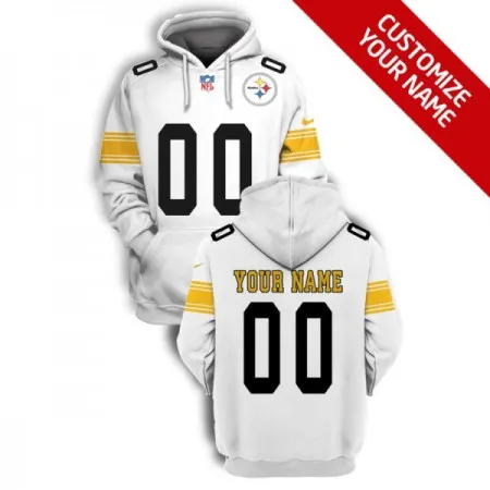 Men's Pittsburgh Steelers Active Player Custom 2021 White Pullover Hoodie FHQO
