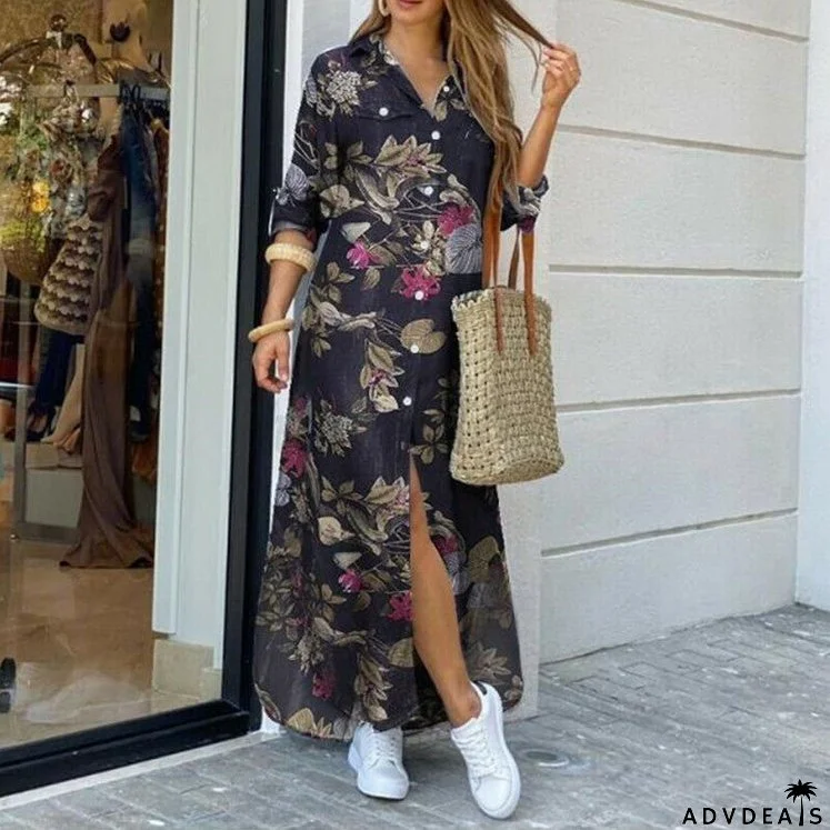 New Fashion Long Sleeve Shirt Skirt Long Dress