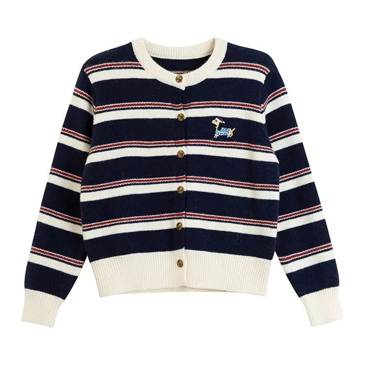 Athvotar Athvotar New Striped Knitted Shirt Small Fragrant Wind Milk Whiry Soft Sweater Cardigan Jacket Women Spring And Autumn Outside The Top