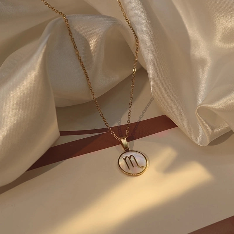 Stainless Steel 18K Gold Plated Basic Plating Constellation Shell Pendant Necklace