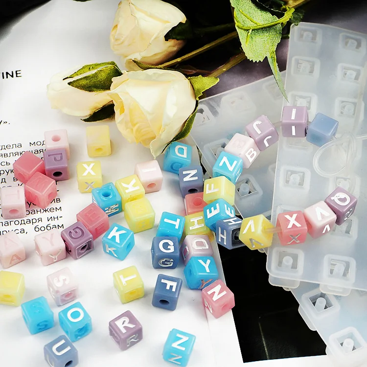 2 Pcs 28-Cavity Square Letter Resin Molds With Holes CrazyMold