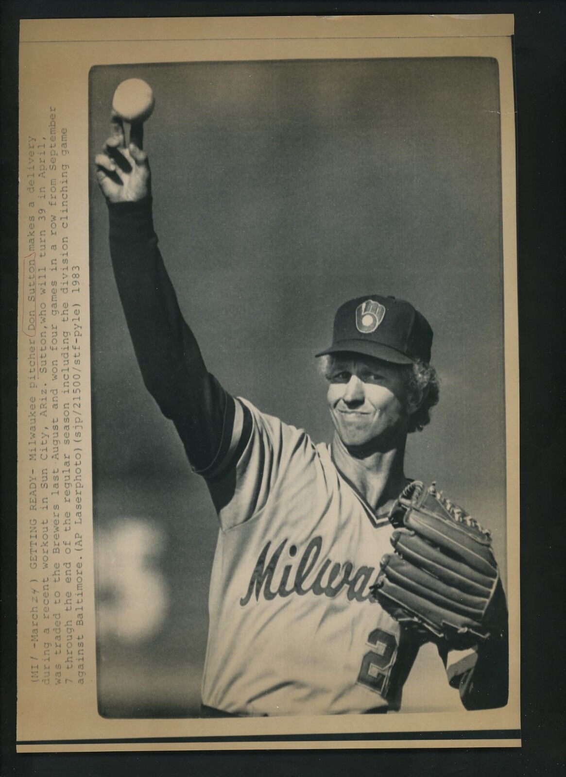 Don Sutton Lot of 12 Press Wire Photo Poster paintings Milwaukee Brewers 1982 - 1984