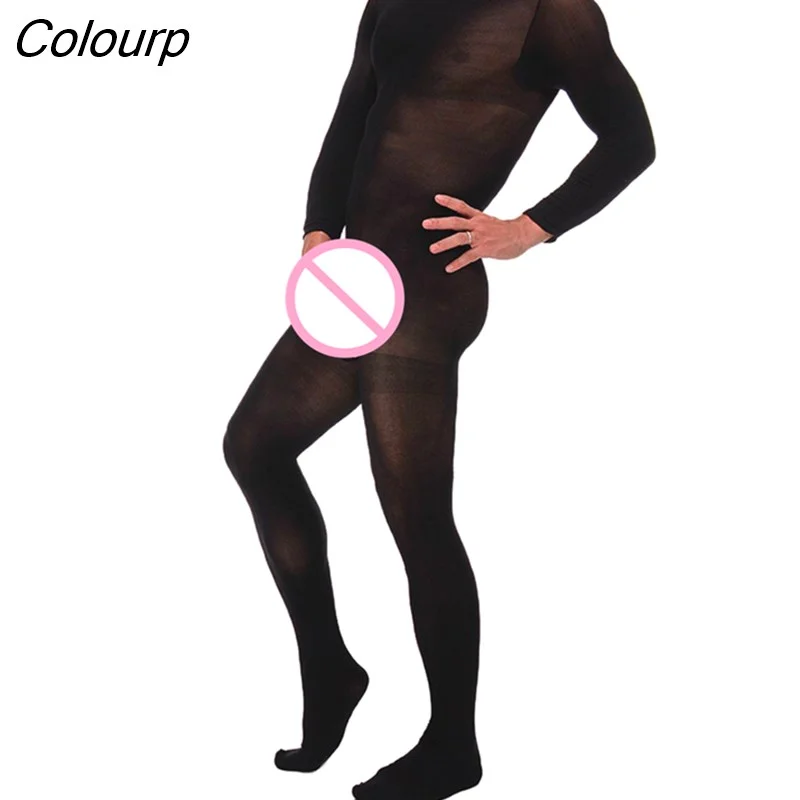 Colourp Men Sissy Sheer Bodystockings Body Stockings with Crotch Trunk Sheath Crossdresser Pantyhose Lingerie Bodysuit Jumpsuit