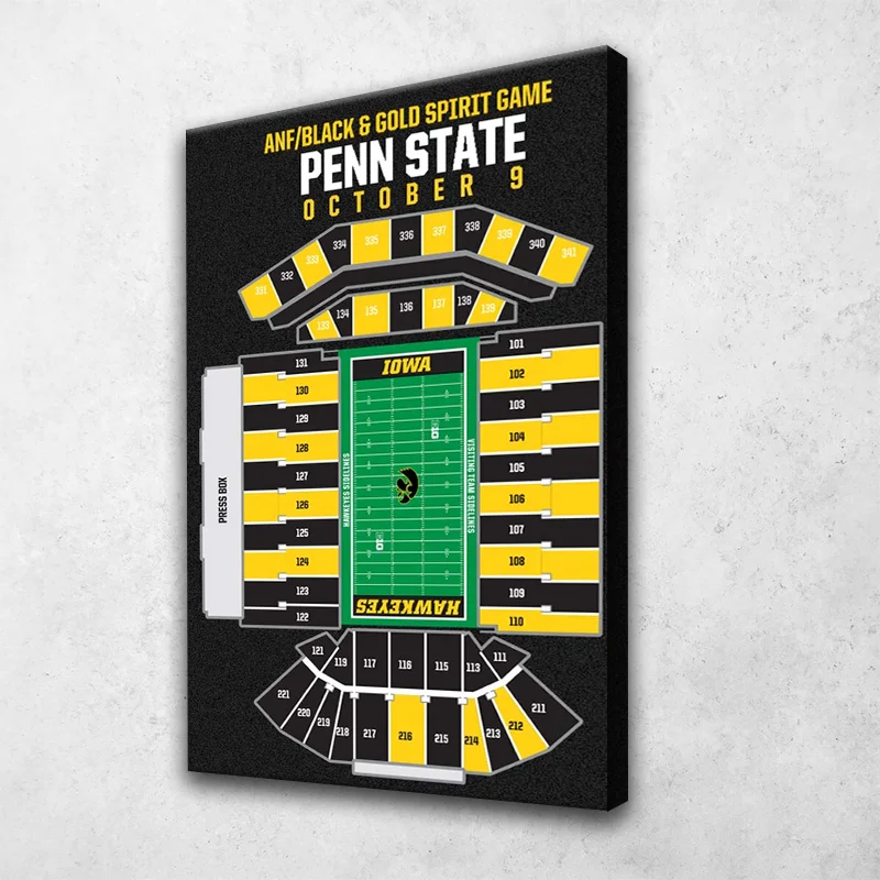 Kinnick Stadium Seating Map Canvas Wall Art