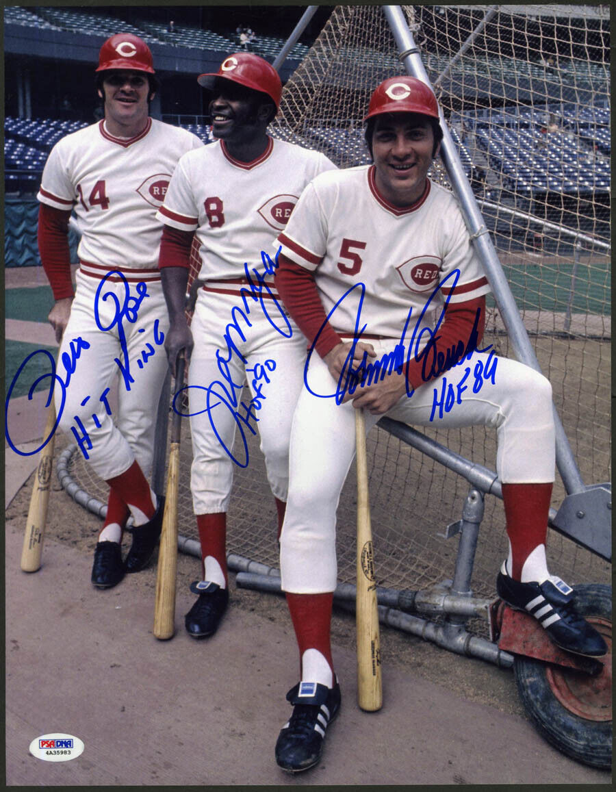 Johnny Bench Joe Morgan Pete Rose SIGNED 11x14 Photo Poster painting Reds PSA/DNA AUTOGRAPHED