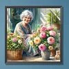 Diamond Painting-DIY Full Round Drill Garden Old Lady