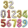 10PCS Ice Cream Cookie Themed 0 - 9 Numbers Aluminum Film 32" Balloons Catering Dessert Birthday Party Decors