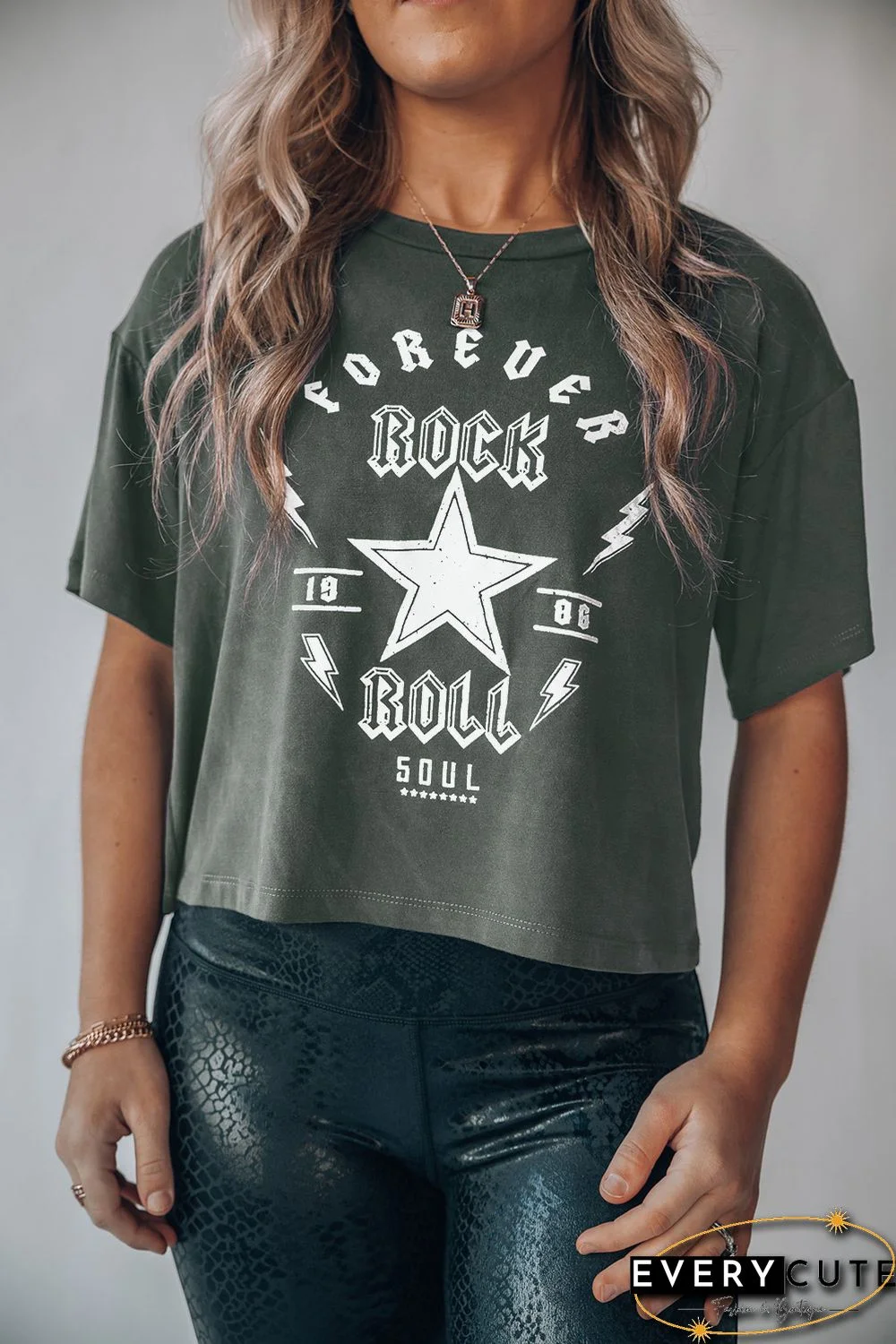 Forever Rock And Roll Graphic Crop Top