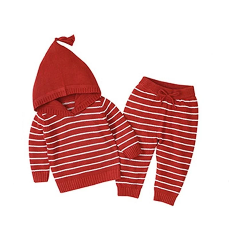New 2020 Spring Autumn Infant Baby Girls Pure Color Cardigan Coat + Pants+ Hat Clothing Sets Kids Suit Girl Knit Sets Clothes