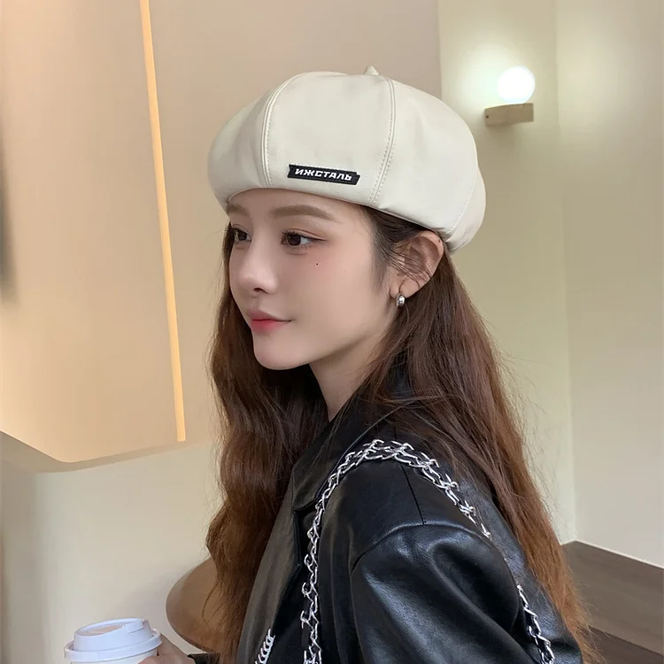 British Style PU Leather Beret - yankia