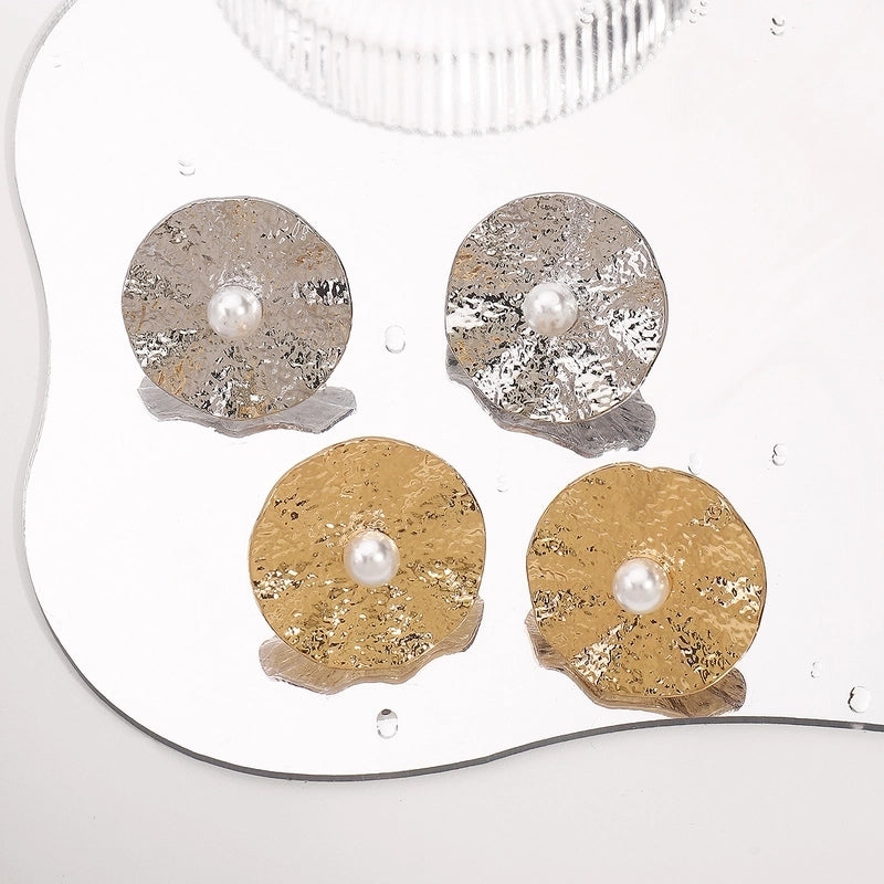 Vintage Style Minimalist Solid Color Alloy Plating Inlay Pearl Women's Rings Earrings2