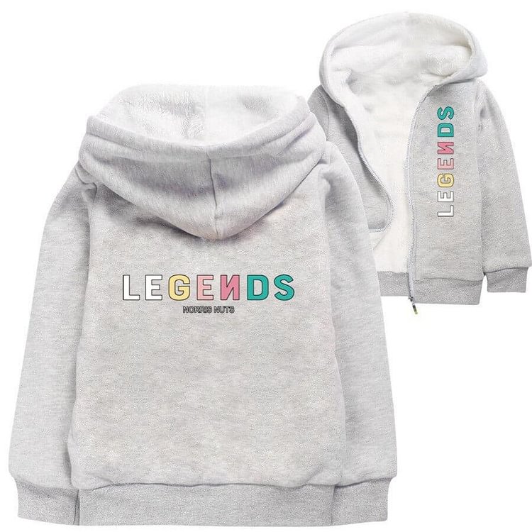 Mayoulove Legends Norris Nuts Print Girls Boys Zip Up Fleece Lined Cotton Hoodie-Mayoulove