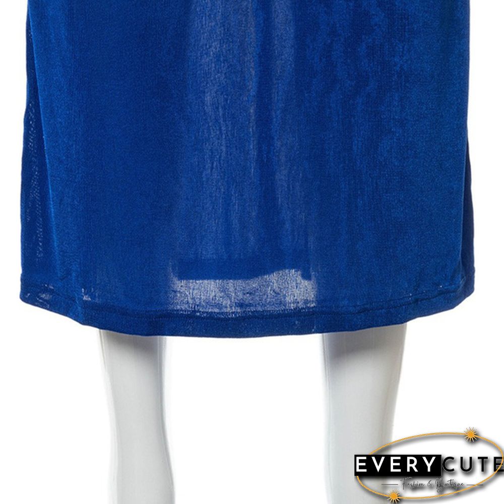 Retro Midi Skirt Low Waist Tight Blue Green Womens Urban Fashion Summer Falda Gonna