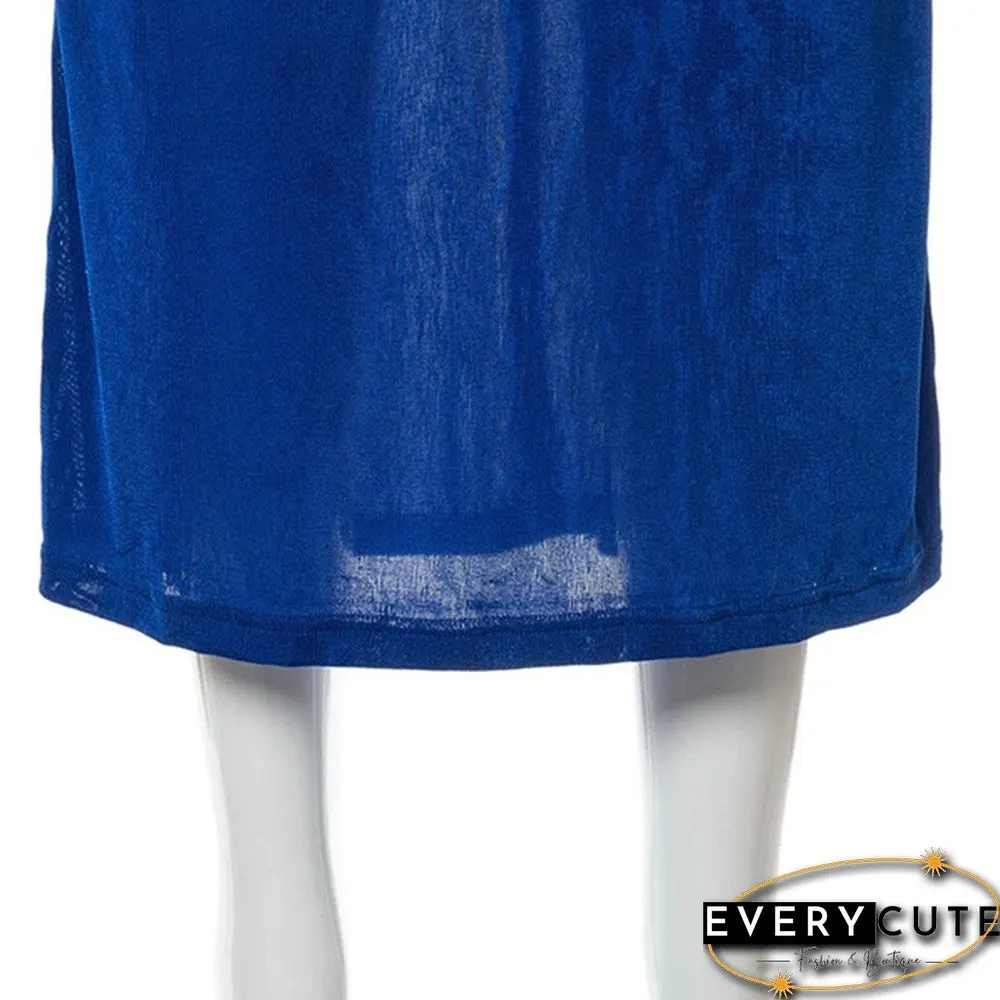 Retro Midi Skirt Low Waist Tight Blue Green Womens Urban Fashion Summer Falda Gonna