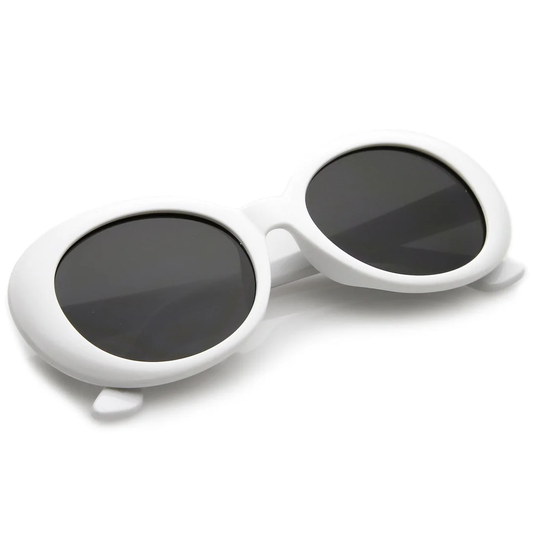 Retro Oval glasses Tapered Arms Neutral Colored Round Lens 53mm