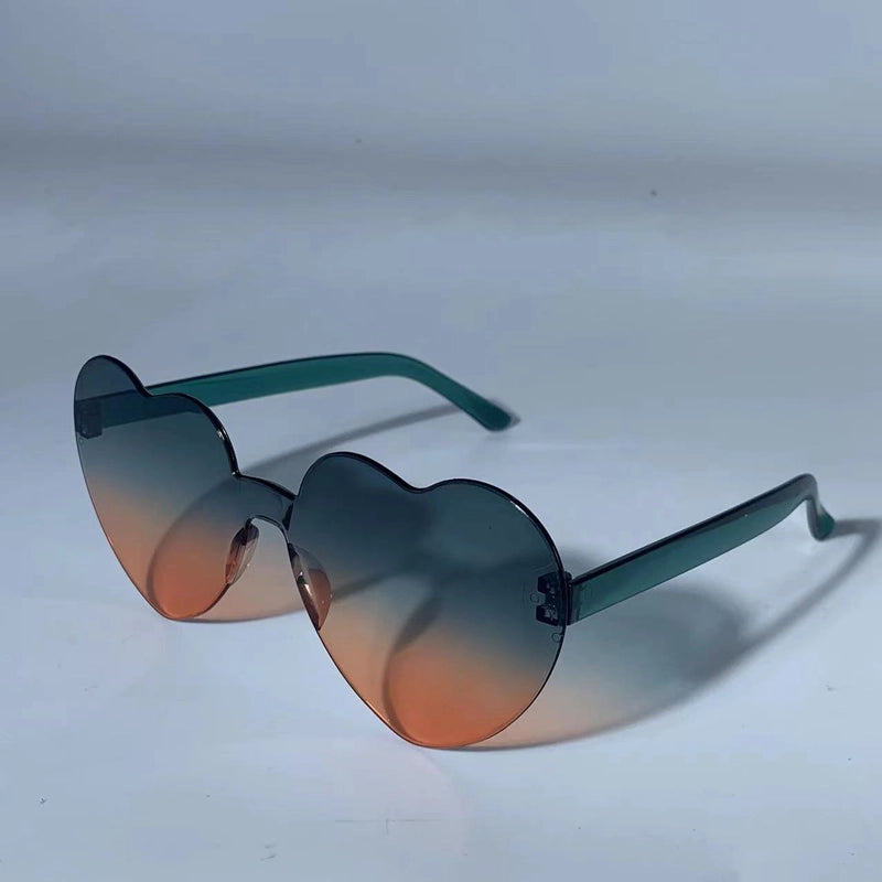 Transparent Jelly Color Love Sunglasses Men’s And Women’s Peach Heart Sunglasses Heart-shaped Conjoined Love Sunglasses