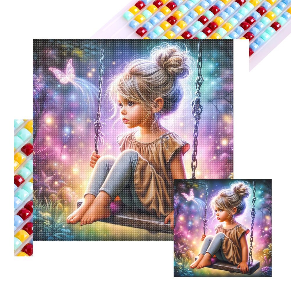Dreamlike Little Girl With Butterfly 40*40cm(picture) full square drill diamond painting