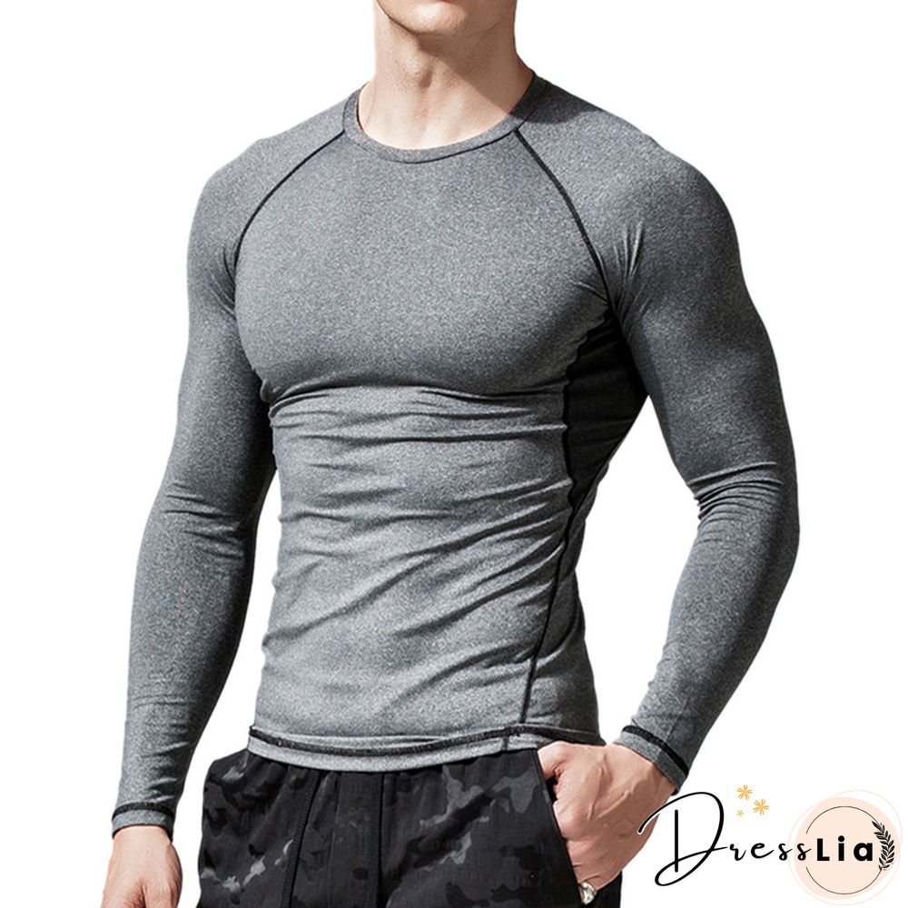 Sports Quick Drying T-shirt Tights Elastic Fitness Clothes Compression Long Sleeve