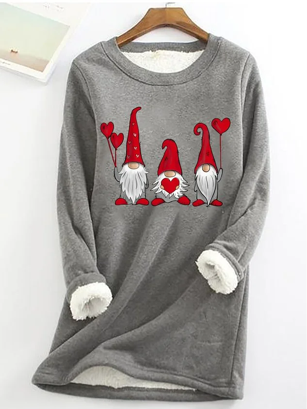 Women's Cute Gnomes Heart Valentines Simple Sweatshirt socialshop