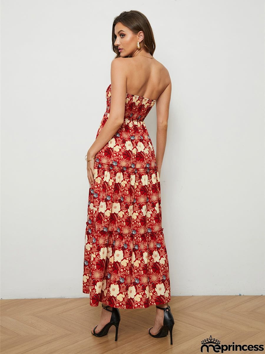 Floral Strapless Low-Back Dress