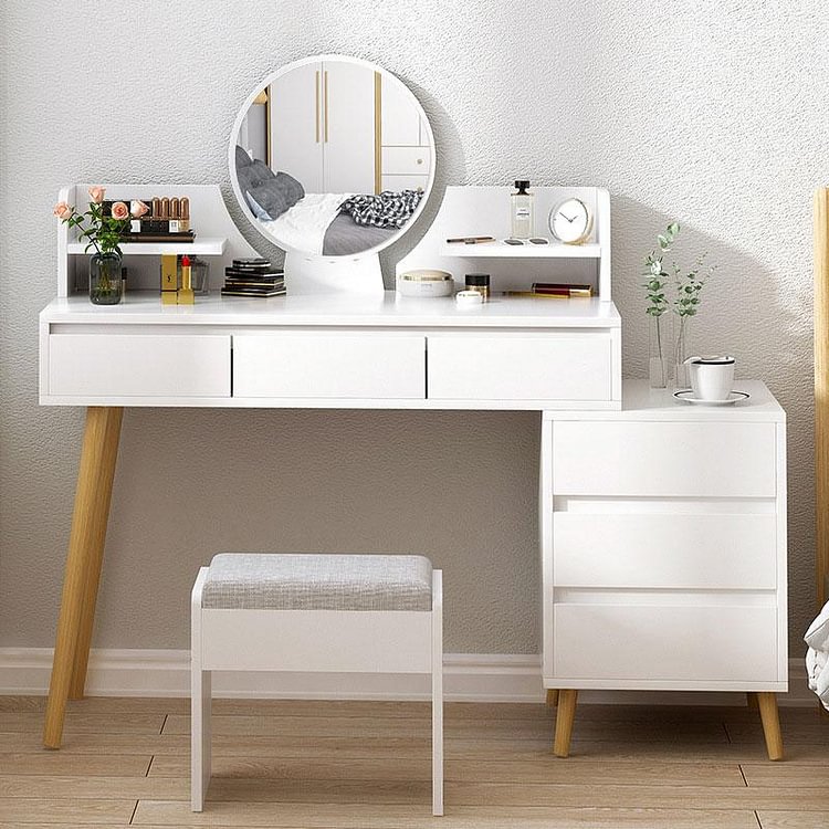 GLVEE White Multi-Drawer Dressing Table