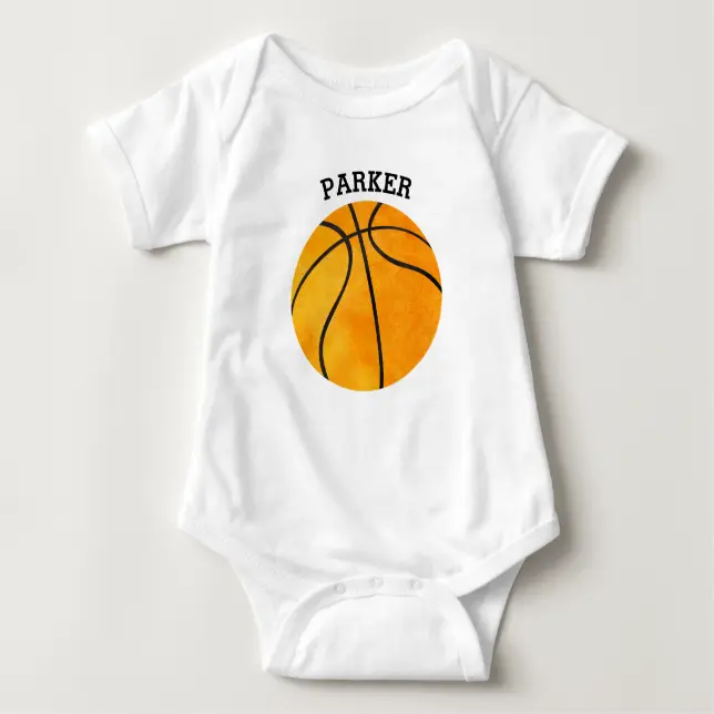 Personalized  Cute Orange Basketball Baby Bodysuit|S43