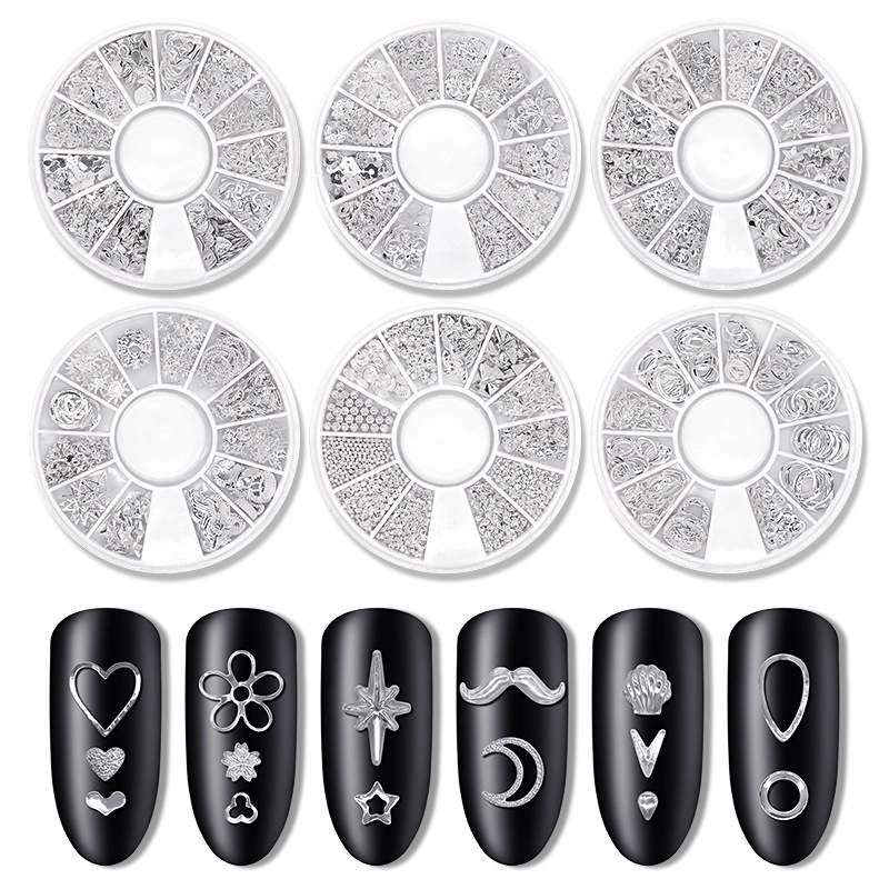 Nail Star-moon Metal Decoration Hollow Alloy Nail Box Drill 12 Grids