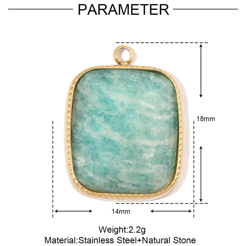 3 PCS/Package 13 * 15mm 14*18MM 15*17mm Titanium Steel Natural Stone Rhinestones Zircon Pentagram Square Pendant Jewelry Accessories