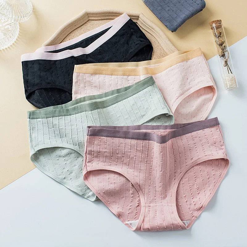 PCS / set M-XL Cotton Panties Women's Underwear Sexy Lace Panty Plus Size Fashion Solid Color Briefs Female Lingerie Underpants