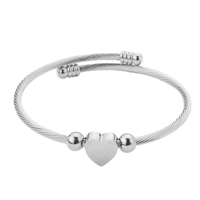 Fashion Heart Shape Titanium Steel Rings Bracelets2