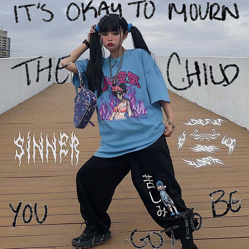 NiceMix Cartoon T-Shirt Streetwear Women Tshirt Clothing Graphic Hip Hop Clothes Top 2020 Korean Summer New O-Neck Tshirt