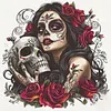Sugar Skull Lady Full 11CT 3 Strands Stamped Needlework Embroidery Kit 17.71x17.71inch Embroidery Needlepoint Starter Kits Cross Stitch Art and Crafts Kits for Beginners Adults Home Decor tapestrymarket