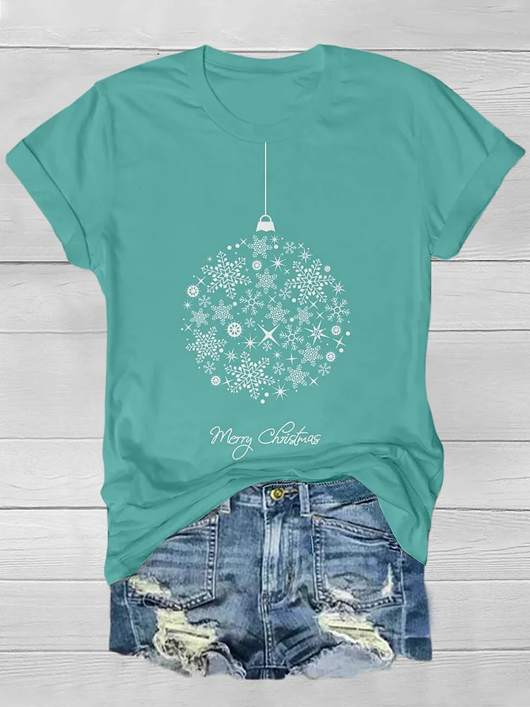 Christmas Gorgeous Snowflake Print T-Shirt 060