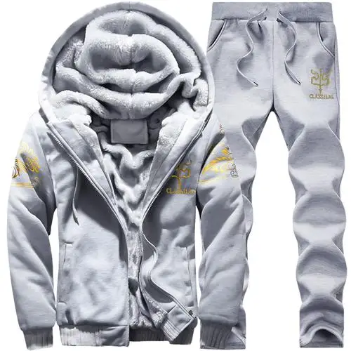 Gandisa fancy dresses long New Winter Men Tracksuits Sets Casual Hoodies Hooded Warm Sweatshirts+Pants Thicker Fleece Jackets 2 P Men Moleton Masculino 4XL