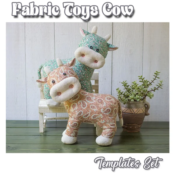 Fabric toys Cow Templates Set & Instructions