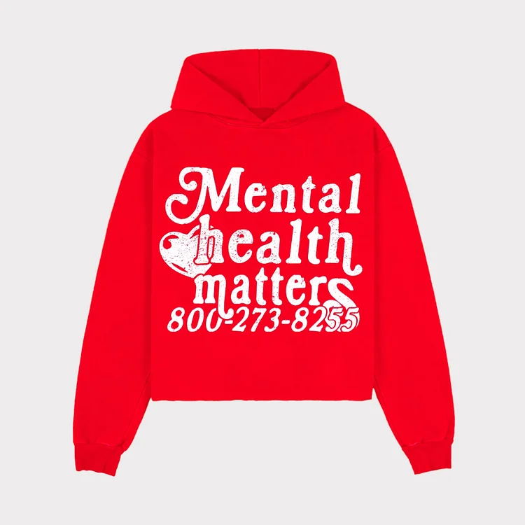 Mental Health Matters Graphic Print Pullover Hoodie