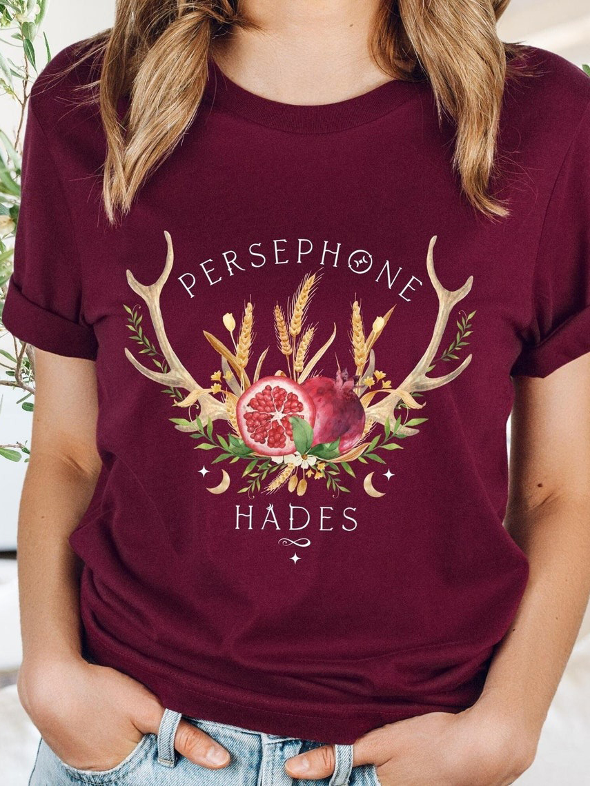 Hades And Persephone Pomegranate Greek Mythology T-Shirt / TECHWEAR CLUB / Techwear