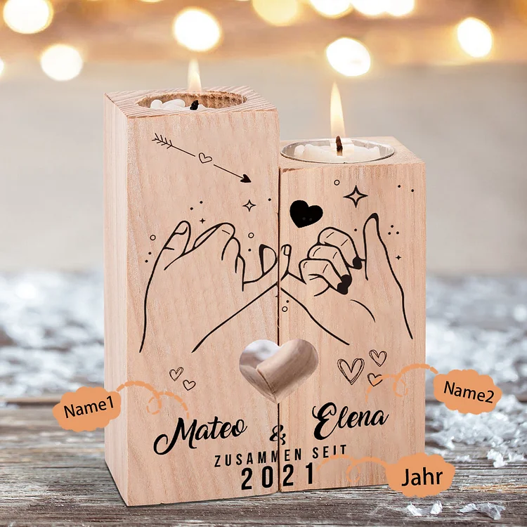 Kettenmachen Personalisierte 2 Namen& Jahr-Zusammen seit-Kerzenhalter Geschenk für Paare