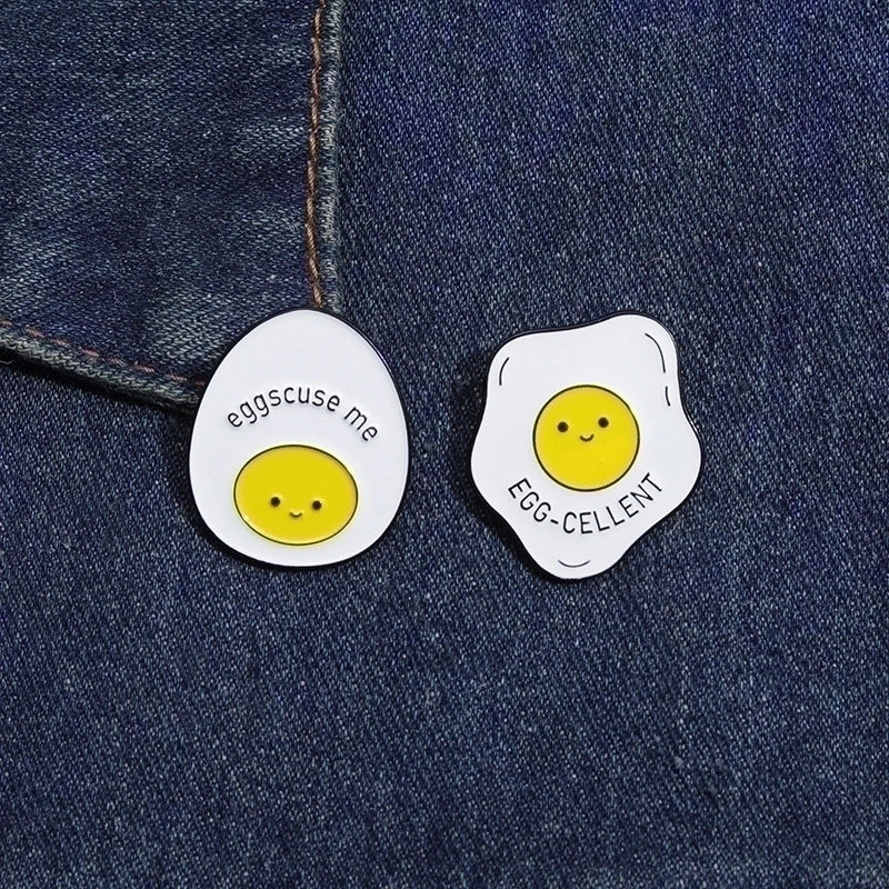 Cartoon Style Cute Letter Poached Egg Alloy Stamping Stoving Varnish Plating Women’s Brooches