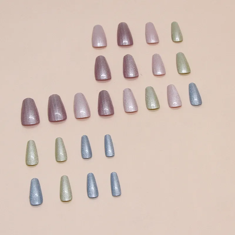 Churchf Churchf Patch Candy Colored Nail Piece Wearing Armor Removable Vertical Stripe Fine Flash Nail Patch 24 Pieces