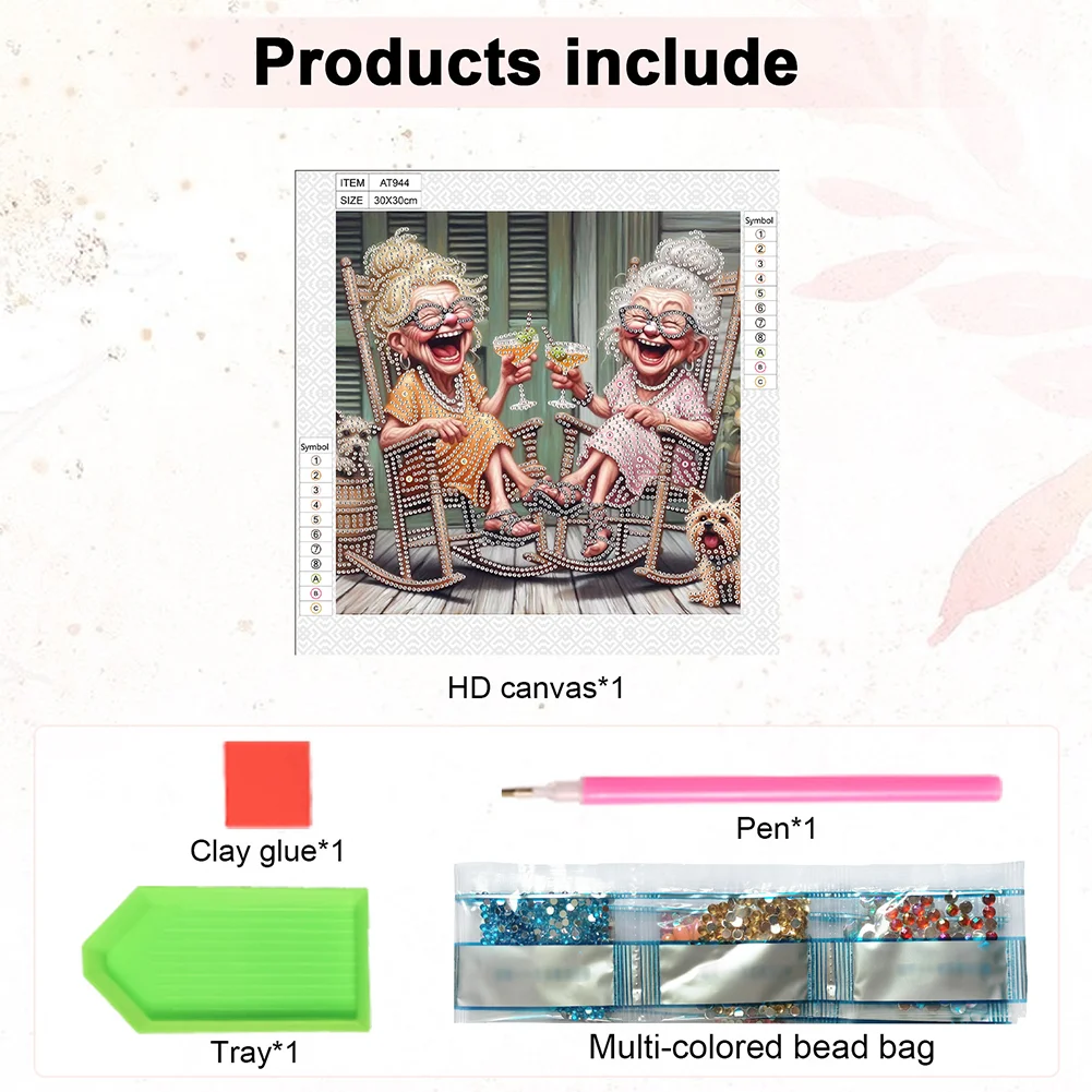 Diamond Painting - Partial Special Shaped Drill - Funny Granny(Canvas|30*30cm)