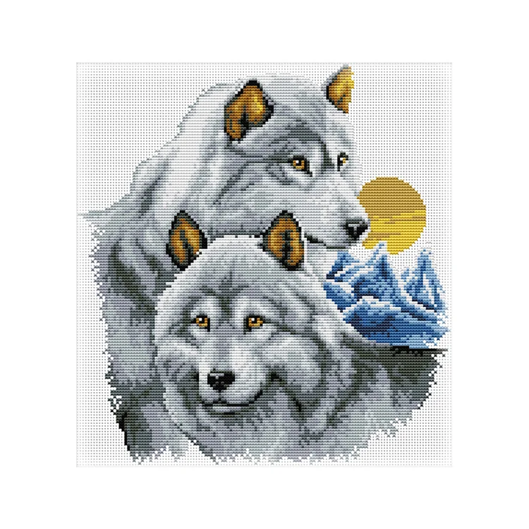 Two Wolves 11CT Printed Cross Stitch Kits (39*42CM) fgoby