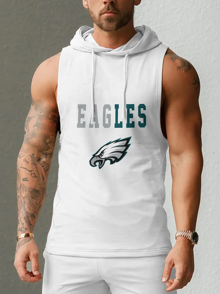 Philadelphia Eagles Men's  Casual Comfy Sleeveless Hooded Tank Top