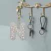 1Pcs Letter N DIY Pearl Art Keychain Ornaments Single-Sided Pendant
