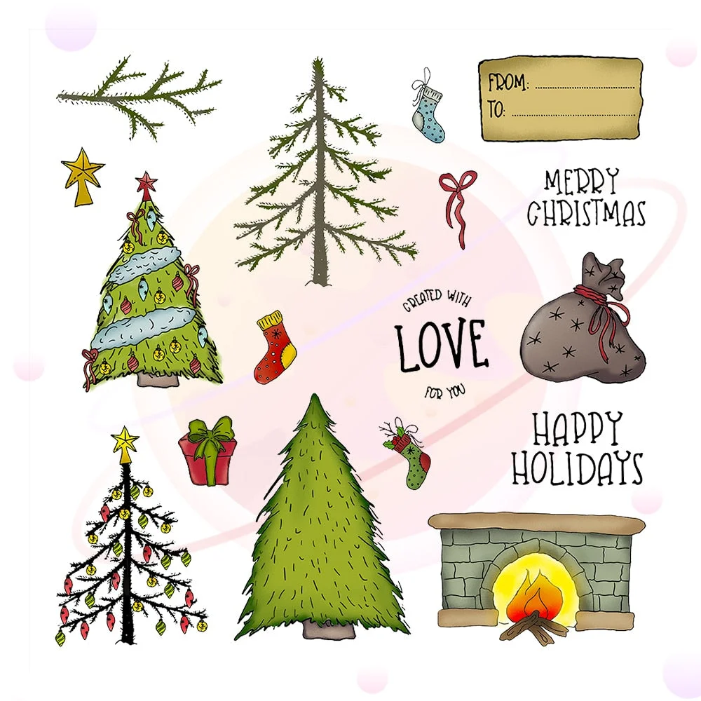 Christmas Tree Gifts Metal Cutting Dies and Stamp Template for DIY Scrapbooking Photo Album Craft Paper Card Making Decorative