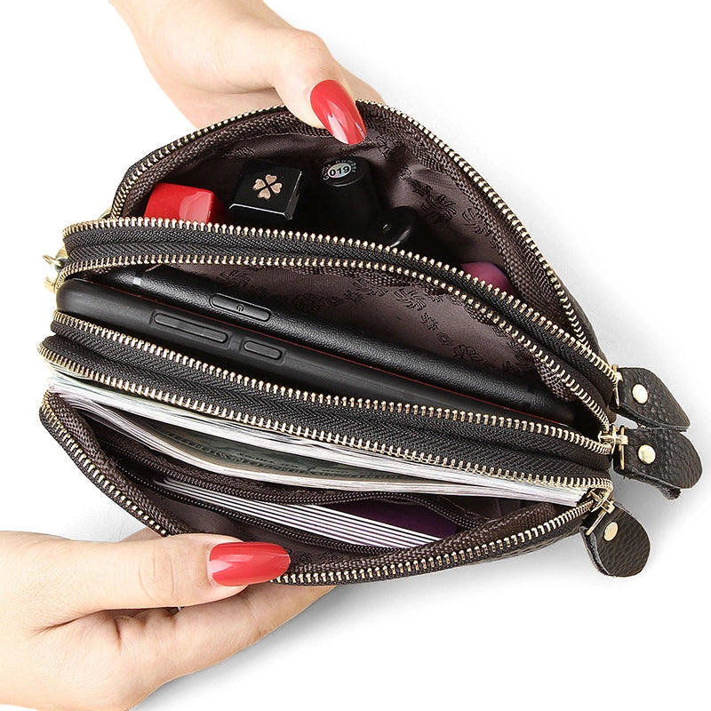 Clutch Bag Women’s High-end Small Bag Genuine Leather Fashionable Snake Pattern Three Zipper Large Capacity Clutch Bag Long Wallet For Women