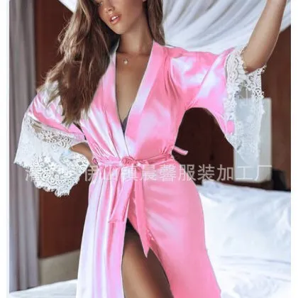 Churchf New Sex Lingerie Ice Silk Nightgroom Sexy Glacial Glacial Escrow Bosing Multi-Color Set Direct